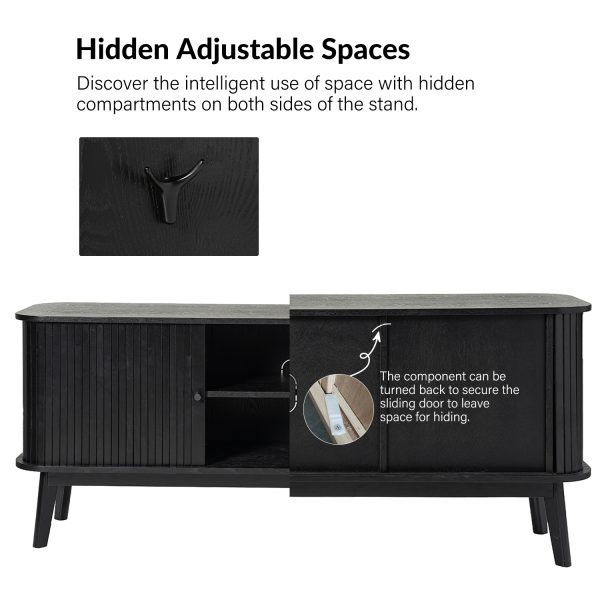 Armin Black Modern 57 Inch Sliding Door TV Stand 4
