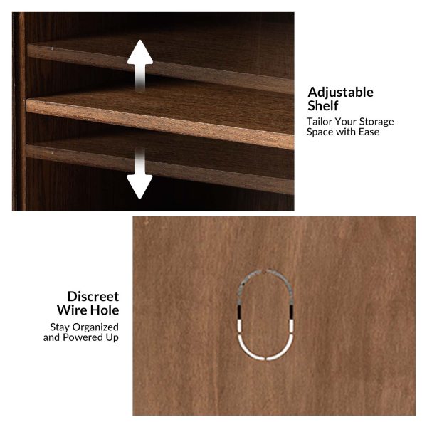 Armin Walnut Modern 57 Inch Sliding Door TV Stand 2