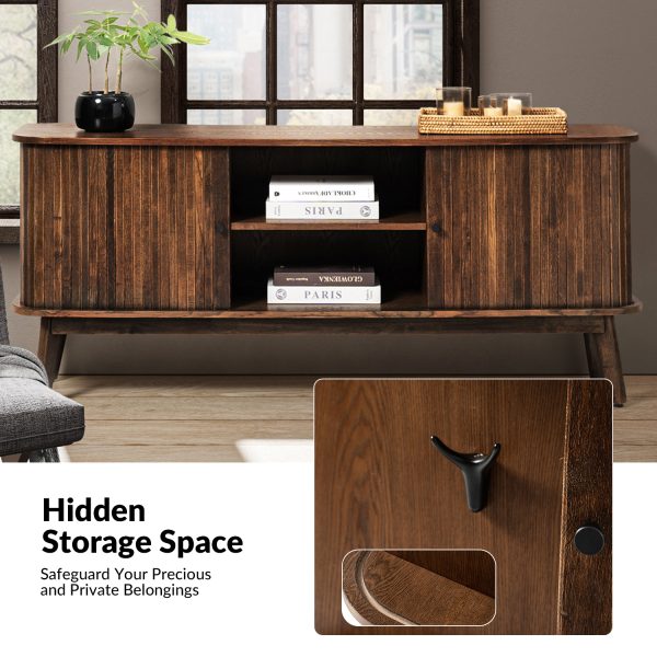 Armin Walnut Modern 57 Inch Sliding Door TV Stand 3
