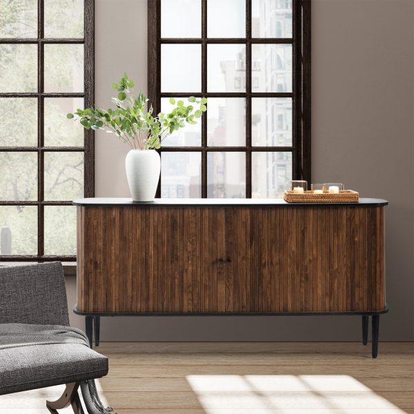 Armin Walnut Modern Sliding Door Sideboard with Natural Grain 1