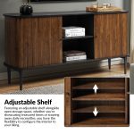 Armin Walnut Modern Sliding Door Sideboard with Natural Grain 8 Armin Walnut Modern Sliding Door Sideboard with Natural Grain