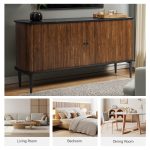 Armin Walnut Modern Sliding Door Sideboard with Natural Grain 10 Armin Walnut Modern Sliding Door Sideboard with Natural Grain