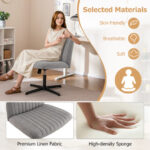 Armless Ergonomic Rocking Chair with Adjustable Height and Swivel