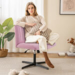 Armless Ergonomic Rocking Chair with Adjustable Height and Swivel