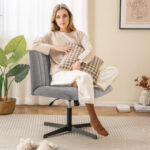 Armless Ergonomic Rocking Chair with Adjustable Height and Swivel