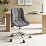 Armless Upholstered Office Chair with Adjustable Height and Wheels 8 Armless Upholstered Office Chair with Adjustable Height and Wheels
