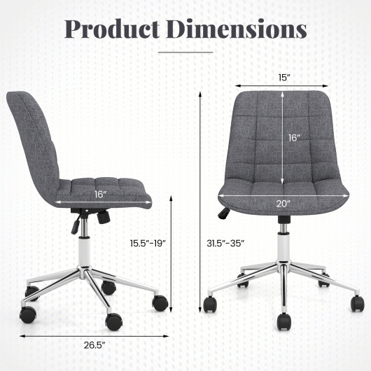 Armless Upholstered Office Chair with Adjustable Height and Wheels 4 Armless Upholstered Office Chair with Adjustable Height and Wheels - Image 4
