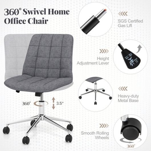 Armless Upholstered Office Chair with Adjustable Height and Wheels 5 Armless Upholstered Office Chair with Adjustable Height and Wheels - Image 5