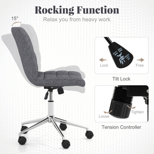 Armless Upholstered Office Chair with Adjustable Height and Wheels 7 Armless Upholstered Office Chair with Adjustable Height and Wheels - Image 7