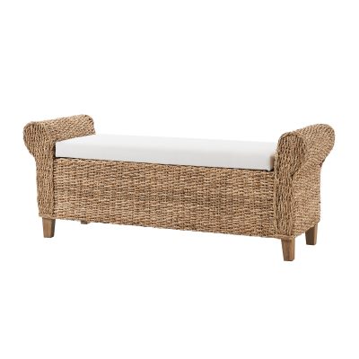 Arnaldo Boho Water Hyacinth Roll Arm Storage Bench