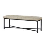 Arnold Beige Leather Button-Tufted Flip Top Storage Bench