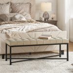 Arnold Beige Leather Button-Tufted Flip Top Storage Bench