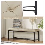 Arnold Beige Leather Button-Tufted Flip Top Storage Bench