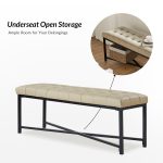 Arnold Beige Leather Button-Tufted Flip Top Storage Bench