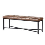 Arnold Camel Leather Button-Tufted Flip Top Storage Bench 7 Arnold Camel Leather Button-Tufted Flip Top Storage Bench