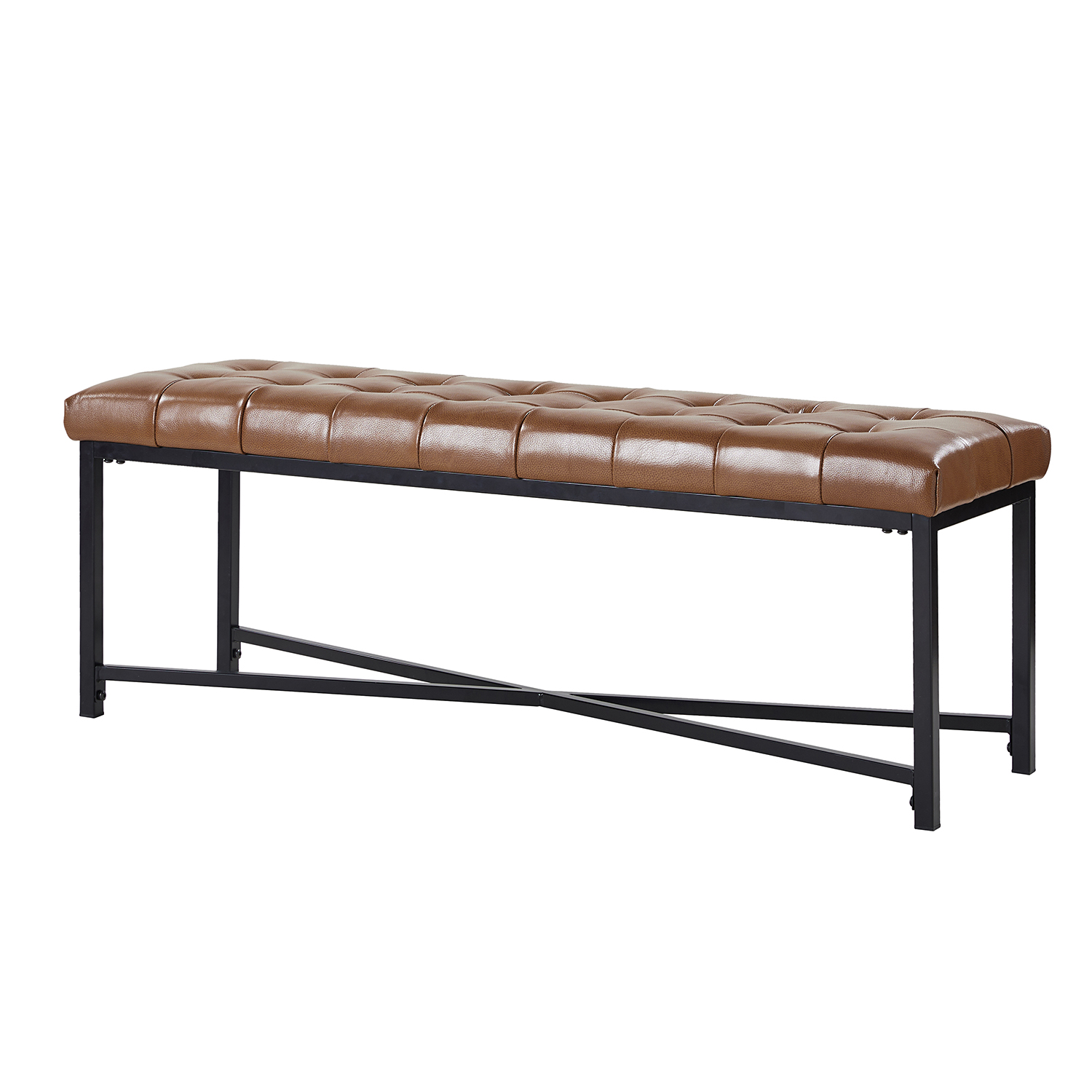 Arnold Camel Leather Button-Tufted Flip Top Storage Bench 2 Arnold Camel Leather Button-Tufted Flip Top Storage Bench - Image 2