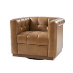 Arnold Camel Leather Mid-Century Modern Swivel Club Chair 6 Arnold Camel Leather Mid-Century Modern Swivel Club Chair