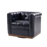 Arnold Navy Leather Mid-Century Modern Swivel Club Chair 6 Arnold Navy Leather Mid-Century Modern Swivel Club Chair