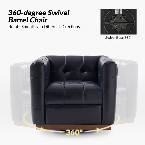 Arnold Navy Leather Mid Century Modern Swivel Club Chair 2
