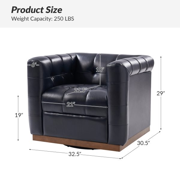 Arnold Navy Leather Mid Century Modern Swivel Club Chair 4