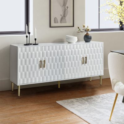 Arnold White Hexagon Door Modern Storage Sideboard