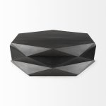 Arreto Black Solid Wood Hexagonal Storage Coffee Table