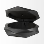 Arreto Black Solid Wood Hexagonal Storage Coffee Table