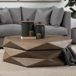 Arreto Hexagonal Hinged Solid Wood Top and Base Coffee Table