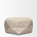 Arreto Hexagonal Hinged Solid Wood Top and Base Coffee Table