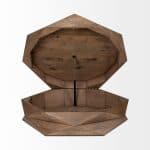 Arreto Hexagonal Hinged Solid Wood Top and Base Coffee Table