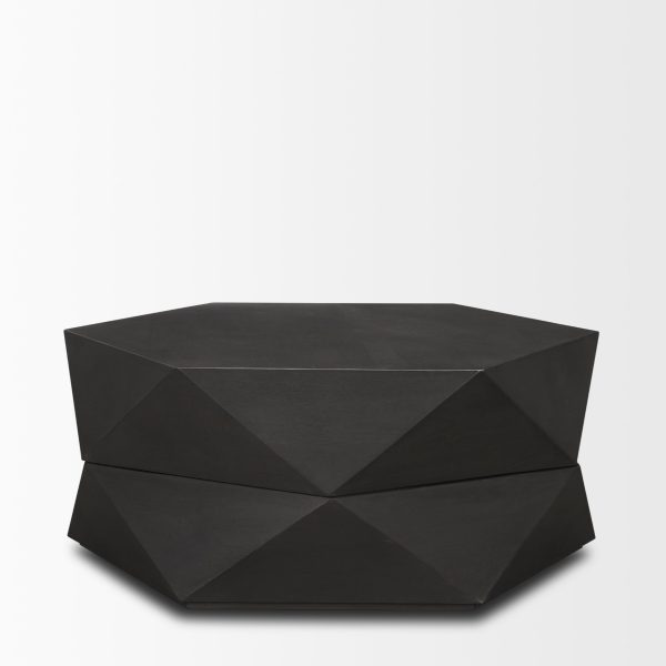 Arreto Hexagonal Hinged Solid Wood Top and Base Coffee Table 5 3