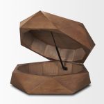 Arreto Hexagonal Hinged Solid Wood Top and Base Coffee Table