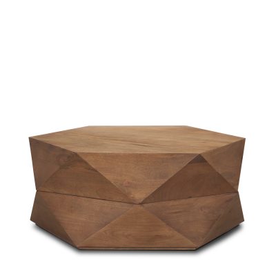 Arreto Hexagonal Hinged Solid Wood Top and Base Coffee Table