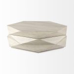 Arreto Natural Solid Wood Hexagonal Storage Coffee Table