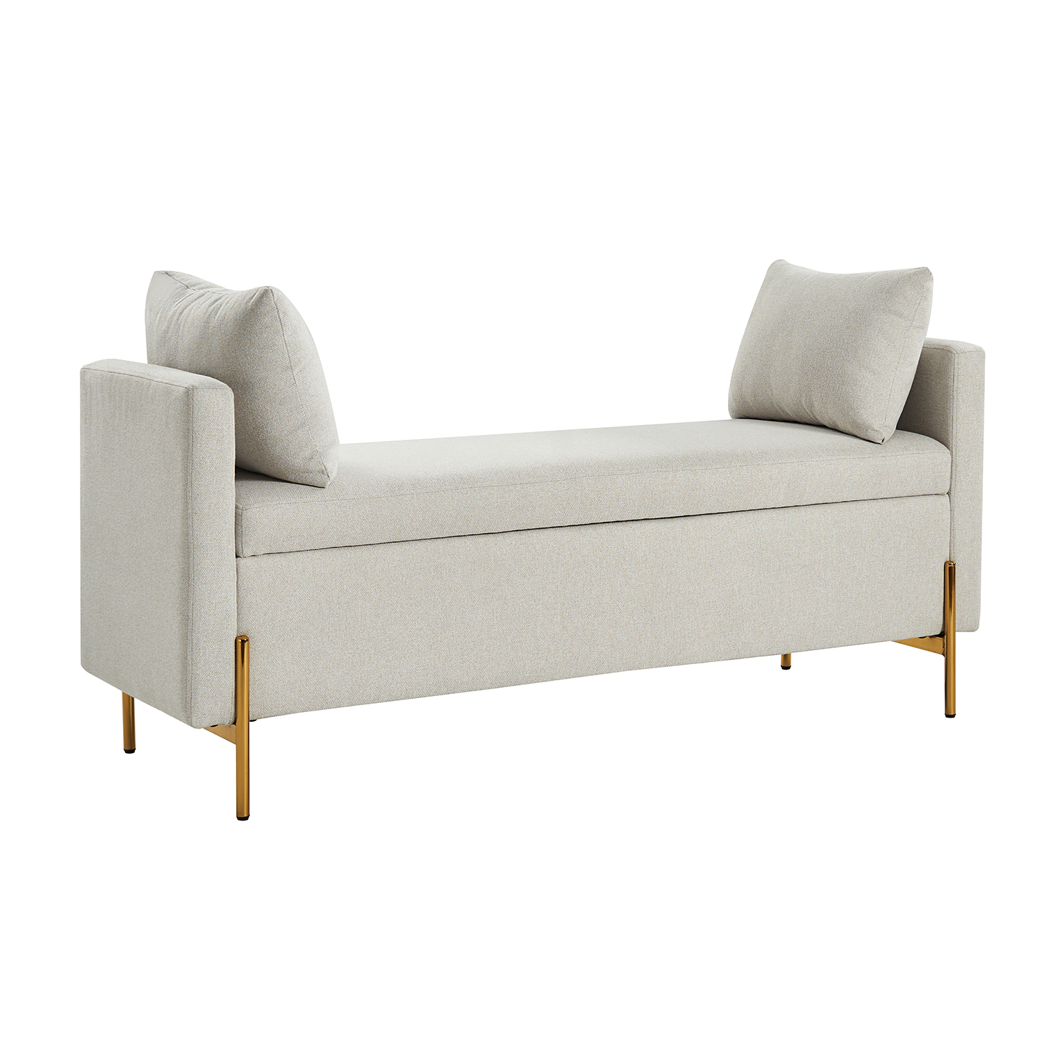 Arrigo Grey Velvet Modern Flip-Top Storage Bench with Gold Legs 1 Arrigo Grey Velvet Modern Flip-Top Storage Bench with Gold Legs