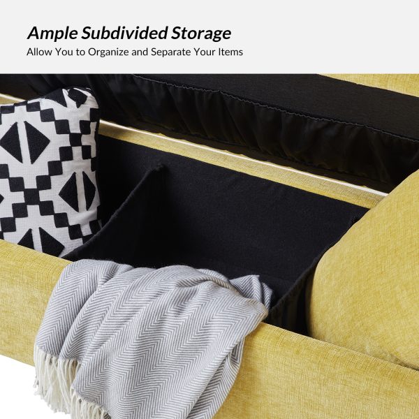 Arrigo Mustard Velvet Modern Storage Bench with Gold Legs 2
