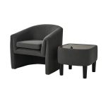 Arturo Charcoal Linen Barrel Accent Chair with Storage Ottoman 7 Arturo Charcoal Linen Barrel Accent Chair with Storage Ottoman