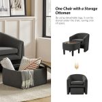 Arturo Charcoal Linen Barrel Accent Chair with Storage Ottoman 8 Arturo Charcoal Linen Barrel Accent Chair with Storage Ottoman