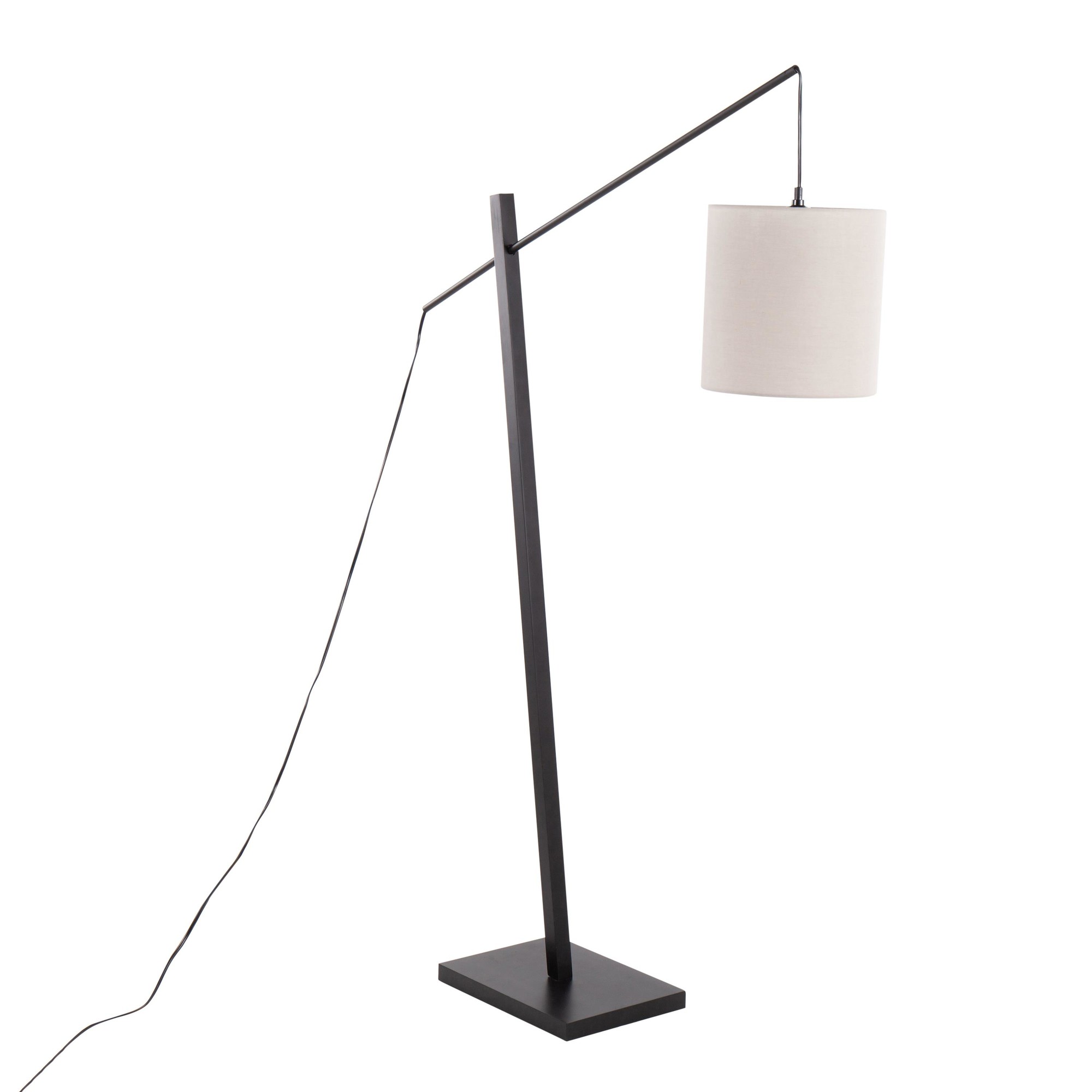 Arturo Contemporary Black Floor Lamp with Grey Fabric Shade 2 Arturo Contemporary Black Floor Lamp with Grey Fabric Shade - Image 2