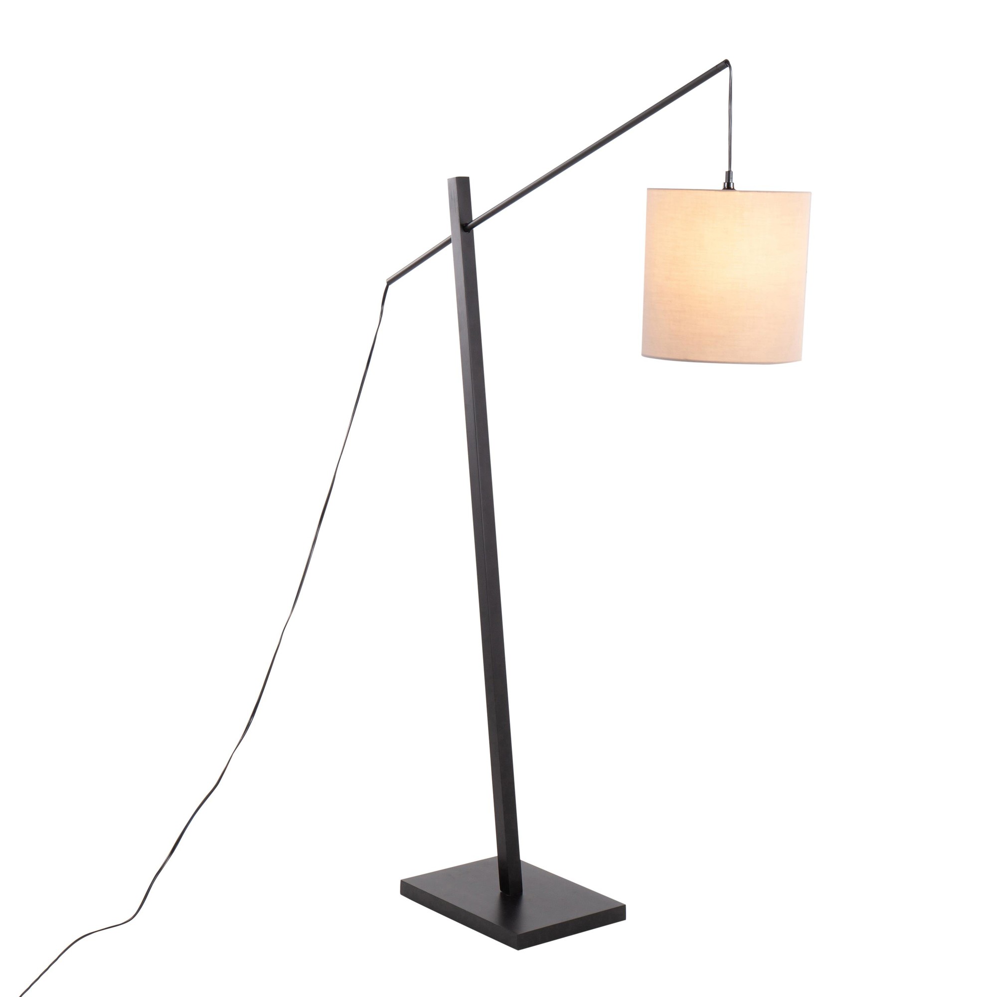 Arturo Contemporary Black Floor Lamp with Grey Fabric Shade 3 Arturo Contemporary Black Floor Lamp with Grey Fabric Shade - Image 3