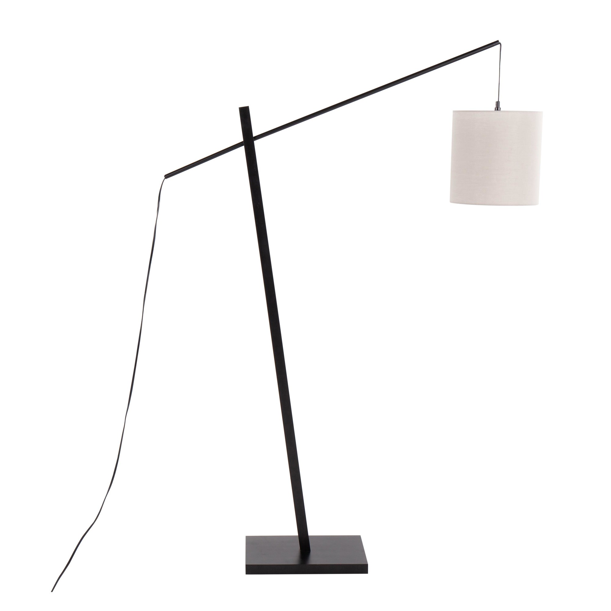 Arturo Contemporary Black Floor Lamp with Grey Fabric Shade 4 Arturo Contemporary Black Floor Lamp with Grey Fabric Shade - Image 4