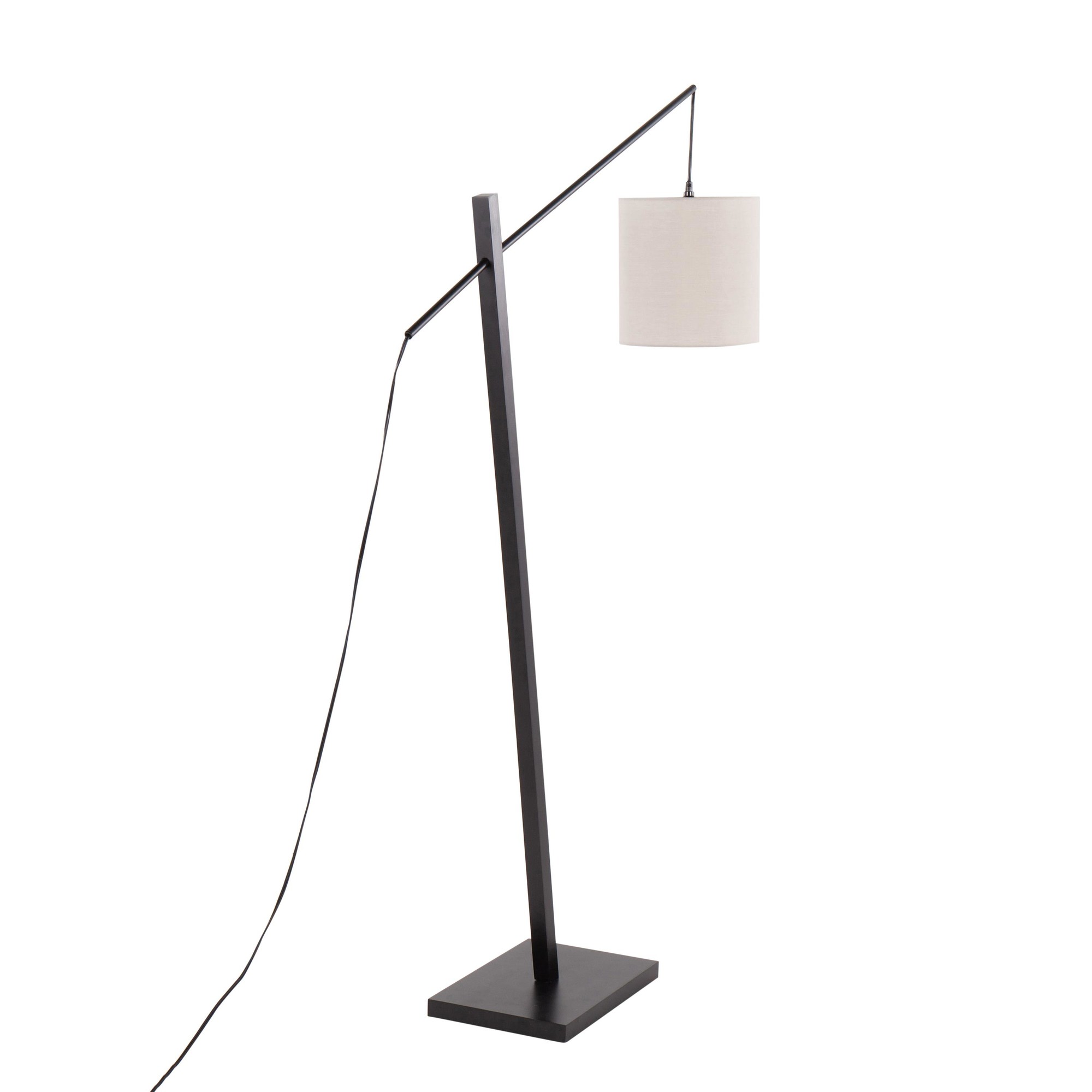Arturo Contemporary Black Floor Lamp with Grey Fabric Shade 5 Arturo Contemporary Black Floor Lamp with Grey Fabric Shade - Image 5