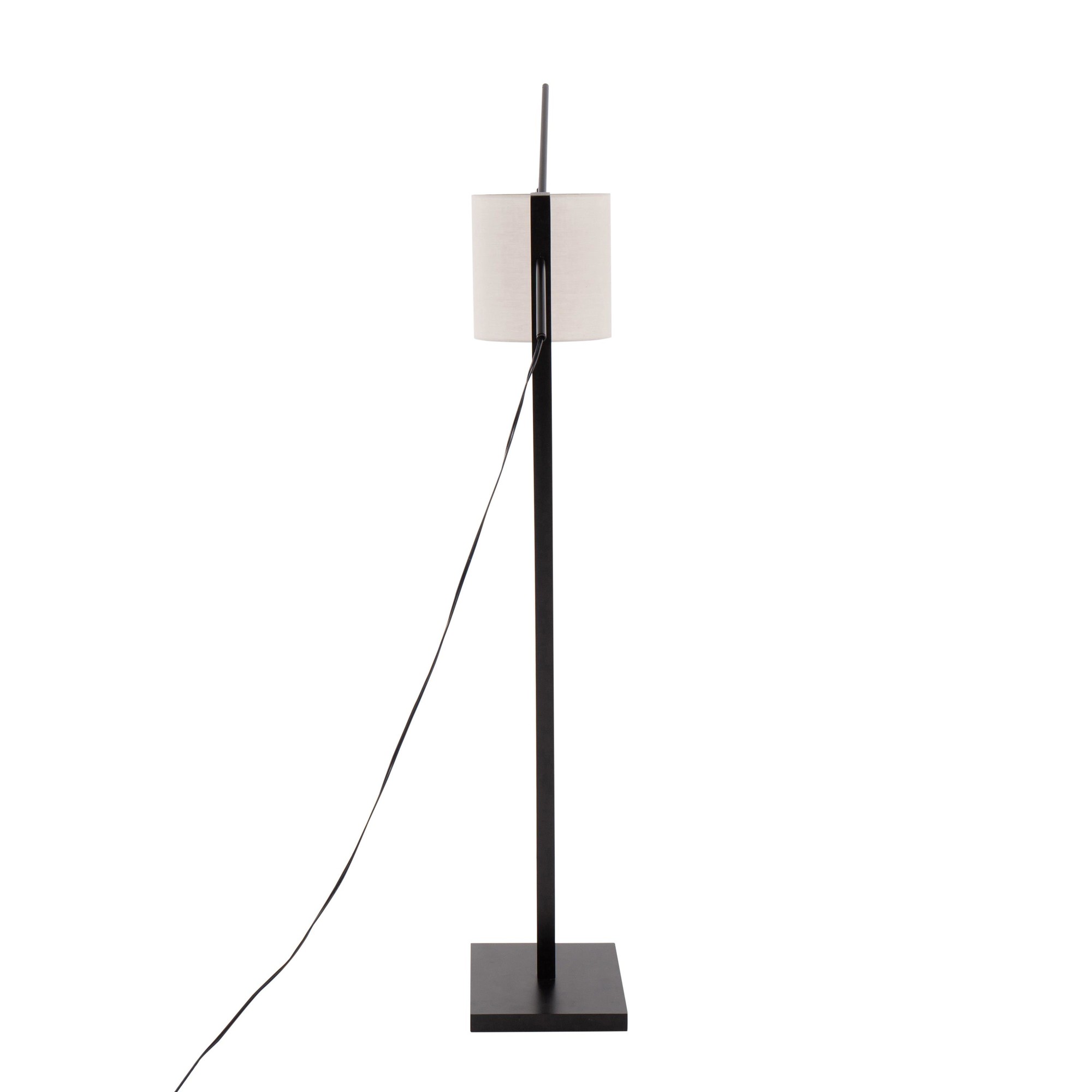 Arturo Contemporary Black Floor Lamp with Grey Fabric Shade 6 Arturo Contemporary Black Floor Lamp with Grey Fabric Shade - Image 6