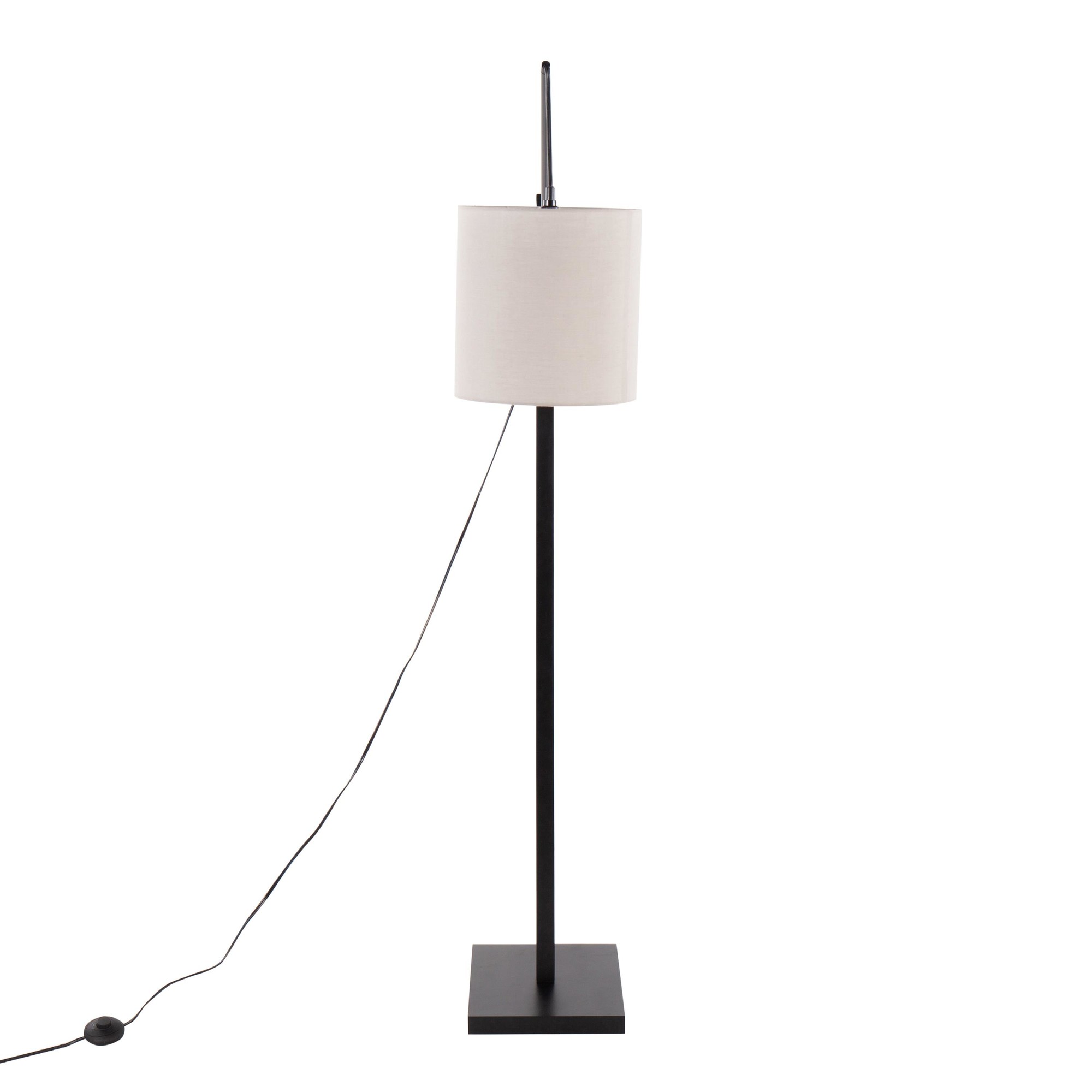 Arturo Contemporary Black Floor Lamp with Grey Fabric Shade 7 Arturo Contemporary Black Floor Lamp with Grey Fabric Shade - Image 7