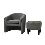Arturo Grey Linen Barrel Accent Chair with Storage Ottoman 7 Arturo Grey Linen Barrel Accent Chair with Storage Ottoman
