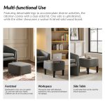 Arturo Grey Linen Barrel Accent Chair with Storage Ottoman 9 Arturo Grey Linen Barrel Accent Chair with Storage Ottoman
