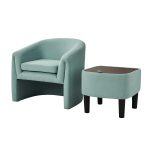 Arturo Teal Linen Barrel Armchair with Storage Ottoman 7 Arturo Teal Linen Barrel Armchair with Storage Ottoman