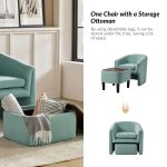 Arturo Teal Linen Barrel Armchair with Storage Ottoman 8 Arturo Teal Linen Barrel Armchair with Storage Ottoman