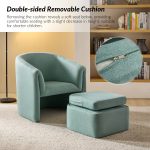 Arturo Teal Linen Barrel Armchair with Storage Ottoman 10 Arturo Teal Linen Barrel Armchair with Storage Ottoman