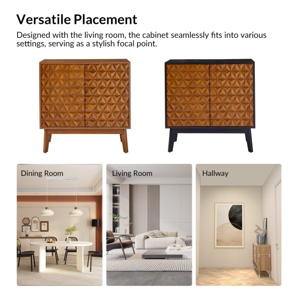 Arvid Walnut Embossed 2 Door Accent Cabinet 2